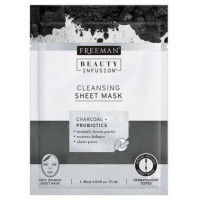 Тканинна маска очищає Вугілля і Прибуток Фріман Beauty Infusion Cleansing Sheet Mask Charcoal + Probiotics Freeman