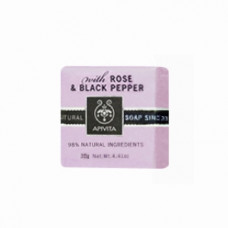 Натуральне мило з трояндою і чорним перцем Апівіта Soap with Rose and Black pepper Apivita